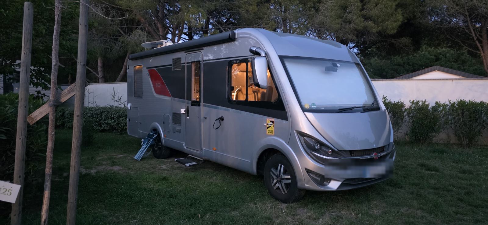 Our motorhome settled in for the evening