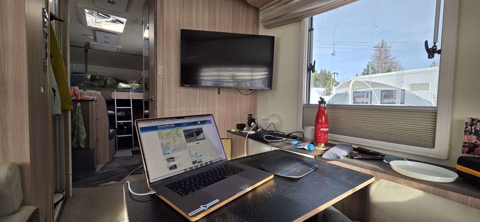 Working from the motorhome desk
